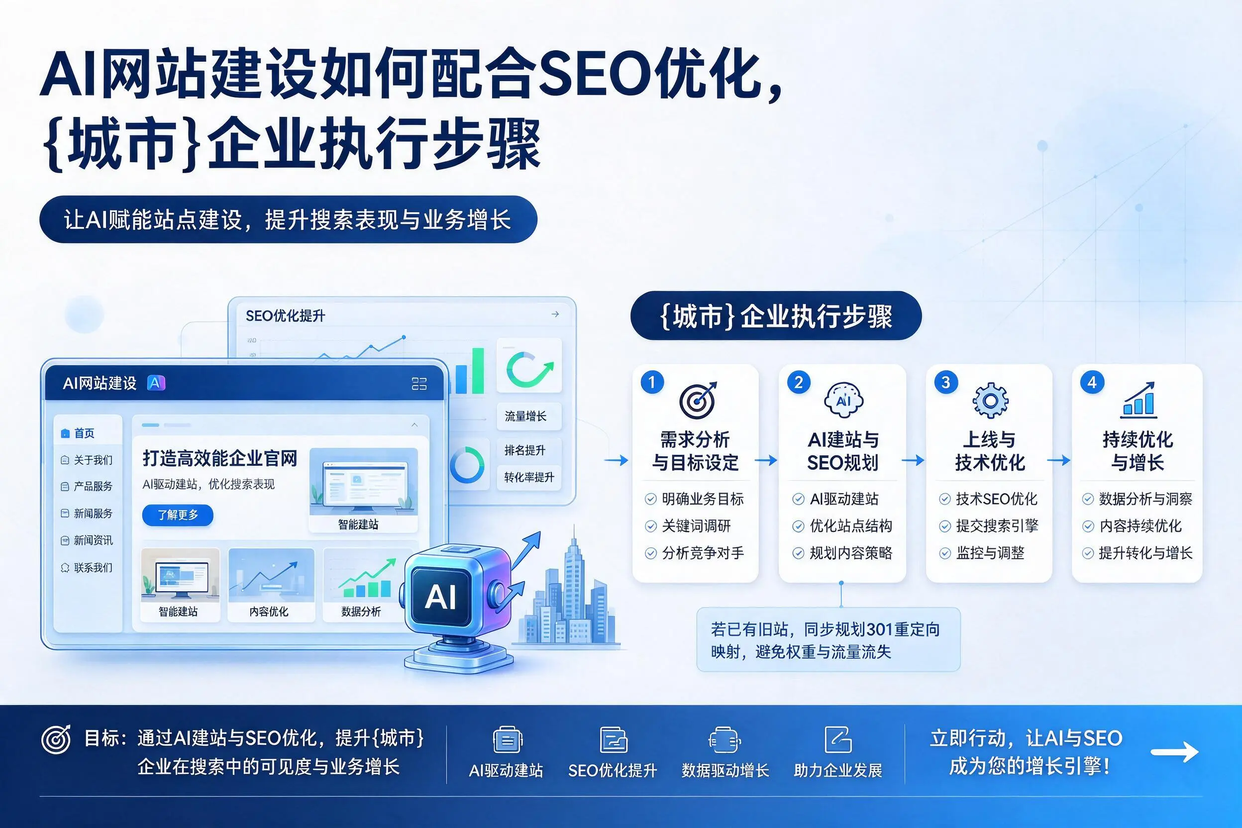 AI网站建设如何配合SEO优化,辽宁企业执行步骤