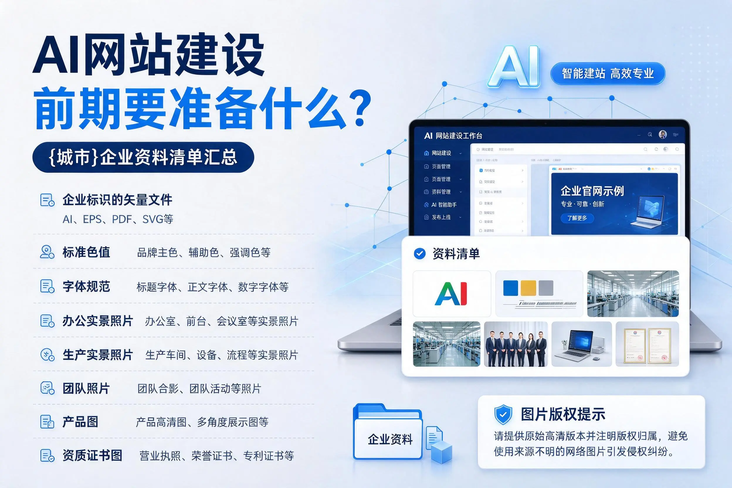 AI网站建设前期要准备什么?辽宁企业资料清单汇总